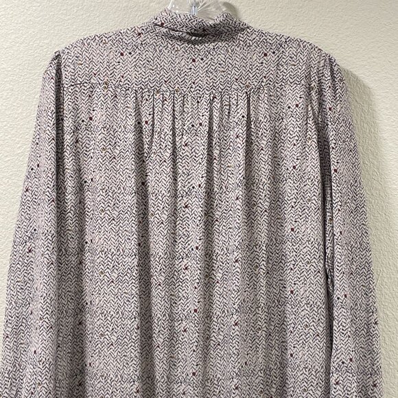 PASCAL (NEW) Long Sleeve Maxi Dress Bow Neck Light Gray & Multi Dots Size L - Picture 8 of 12
